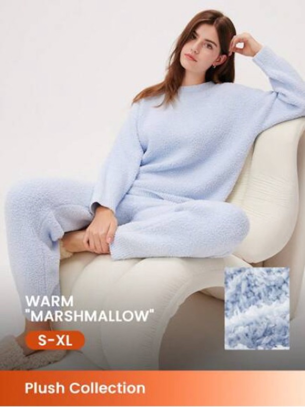 Plush Crewneck Sweater in Light Blue